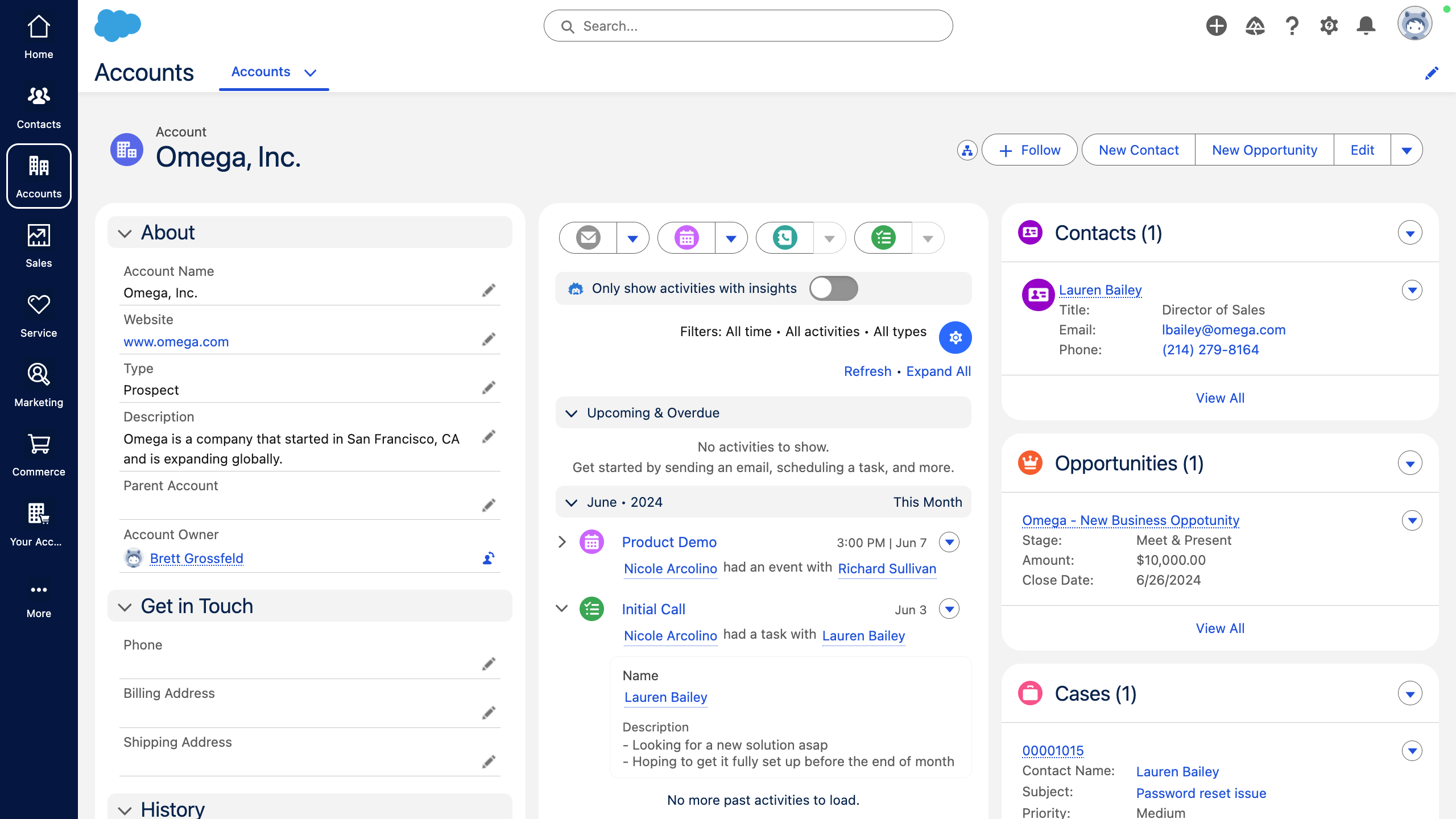 interface de gestion du gestion du compte